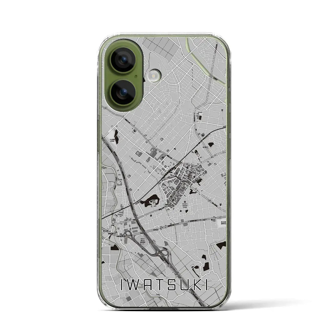 【岩槻（埼玉県）】地図柄iPhoneケース（クリアタイプ）モノトーン・iPhone 17 Pro Max 用