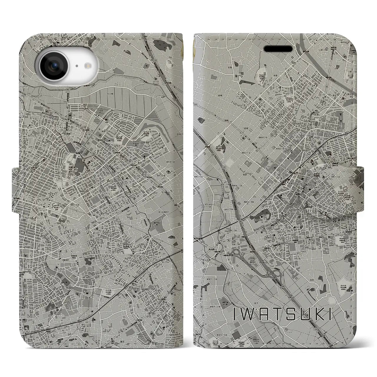 【岩槻（埼玉県）】地図柄iPhoneケース（手帳タイプ）