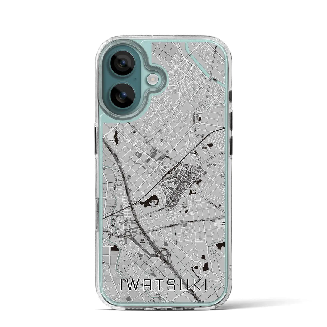 【岩槻（埼玉県）】地図柄iPhoneケース（MagSafeタイプ）モノトーン・iPhone 16 Pro 用