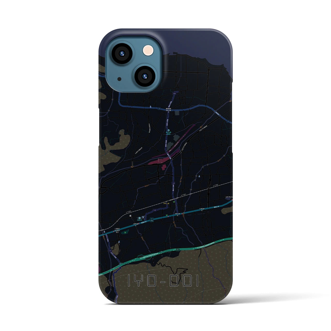 【伊予土居（愛媛県）】地図柄iPhoneケース（バックカバータイプ）