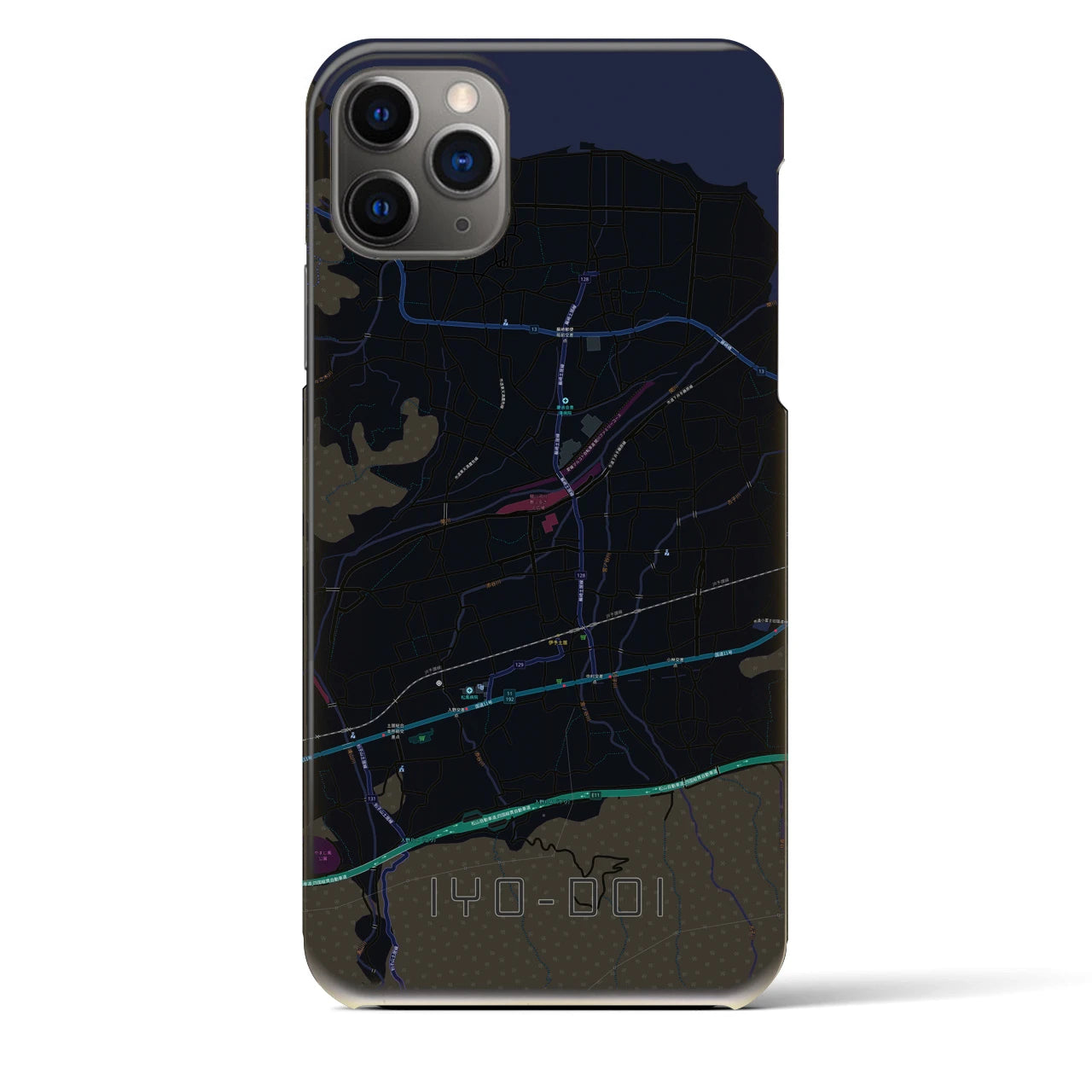 【伊予土居（愛媛県）】地図柄iPhoneケース（バックカバータイプ）