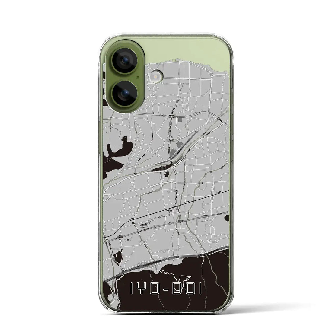 【伊予土居(愛媛県)】地図柄iPhoneケース(クリアタイプ)モノトーン・iPhone 17 Pro Max 用