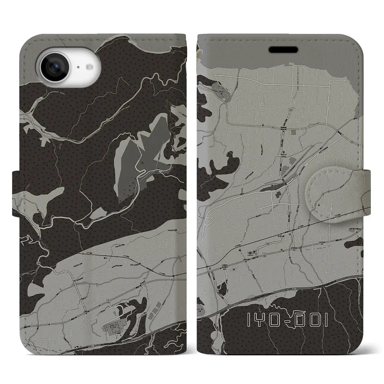 【伊予土居（愛媛県）】地図柄iPhoneケース（手帳タイプ）