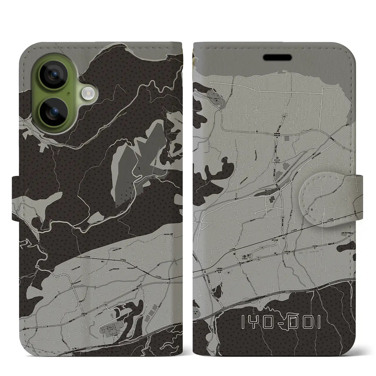 【伊予土居（愛媛県）】地図柄iPhoneケース（手帳タイプ）