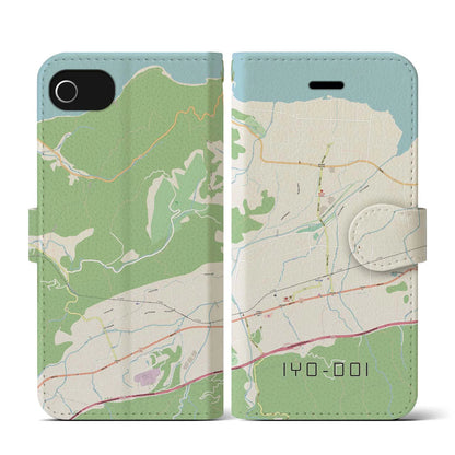 【伊予土居（愛媛県）】地図柄iPhoneケース（手帳タイプ）ナチュラル・iPhone SE（第3 / 第2世代） / 8 / 7 / 6s / 6 用