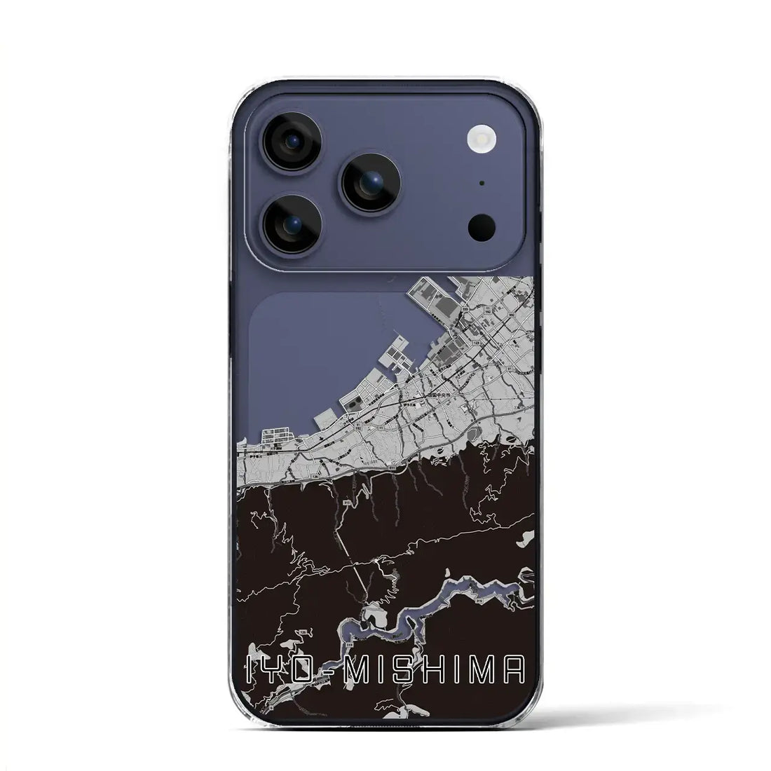 【伊予三島(愛媛県)】地図柄iPhoneケース(クリアタイプ)モノトーン・iPhone 17 Pro Max 用