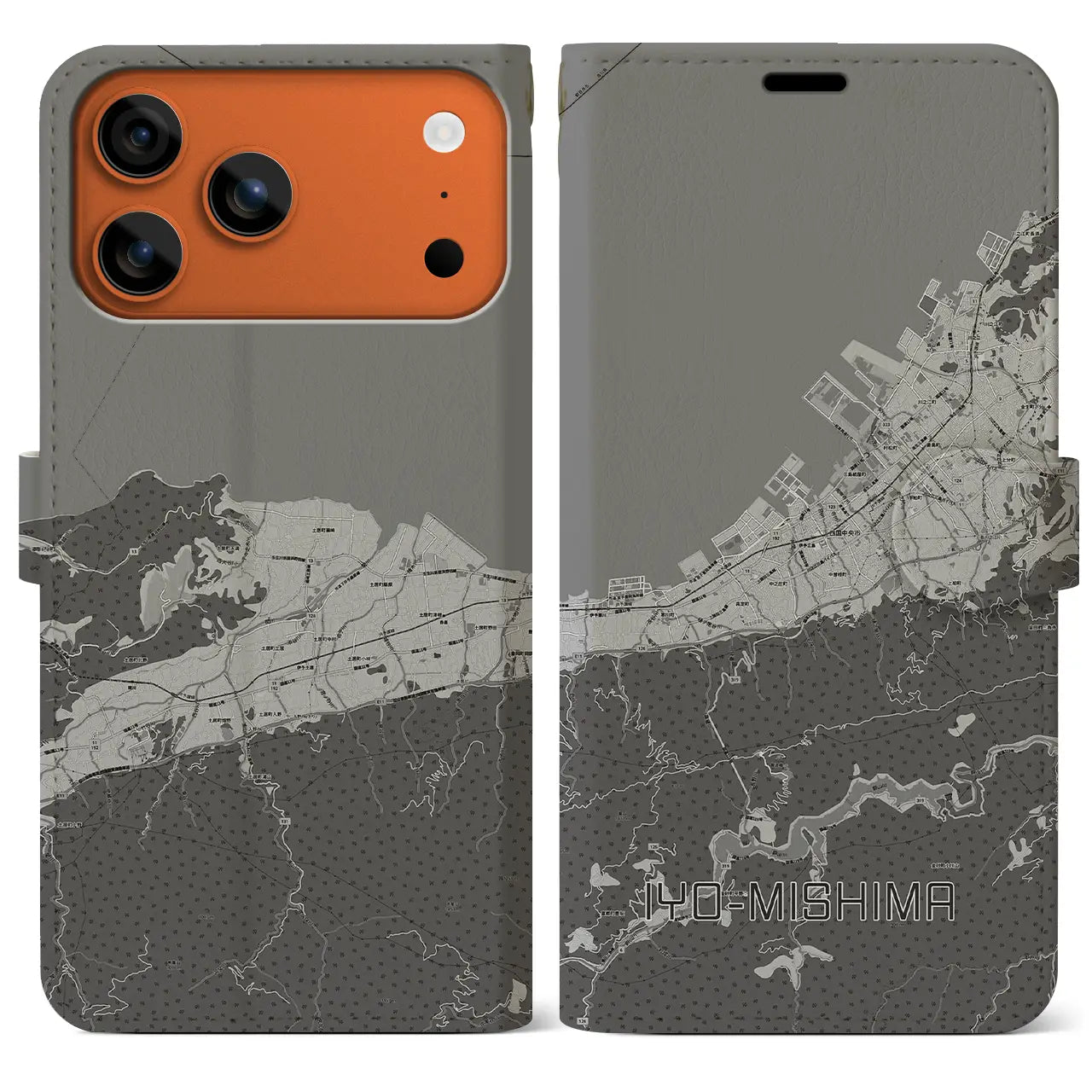 【伊予三島（愛媛県）】地図柄iPhoneケース（手帳タイプ）