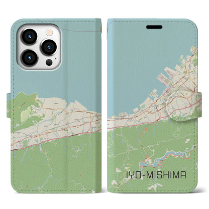 【伊予三島（愛媛県）】地図柄iPhoneケース（手帳タイプ）ナチュラル・iPhone 13 Pro 用
