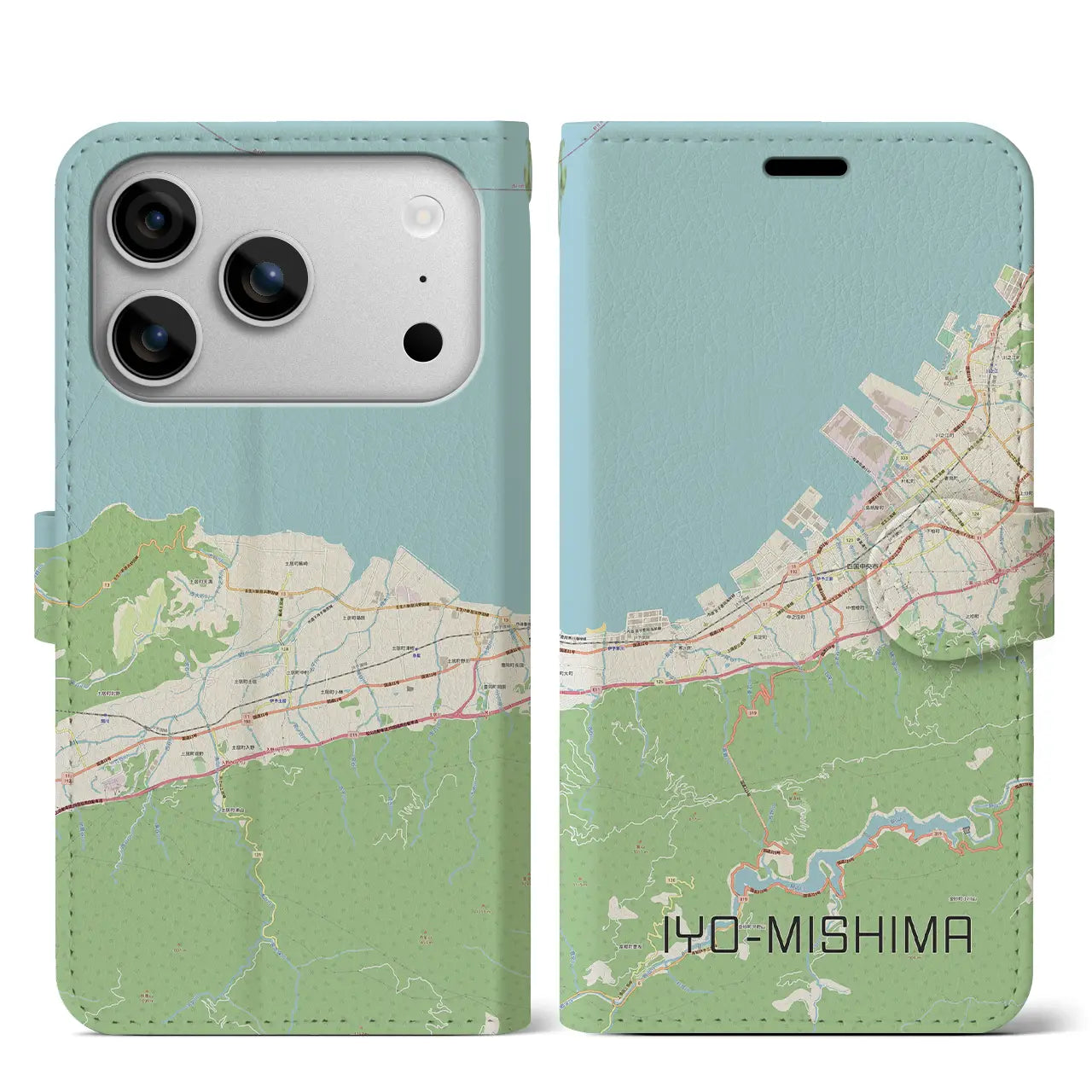 【伊予三島（愛媛県）】地図柄iPhoneケース（手帳タイプ）