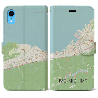 【伊予三島（愛媛県）】地図柄iPhoneケース（手帳タイプ）ナチュラル・iPhone XR 用