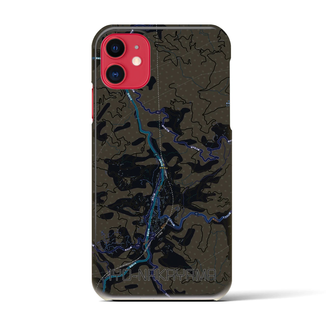 【伊予中山（愛媛県）】地図柄iPhoneケース（バックカバータイプ）