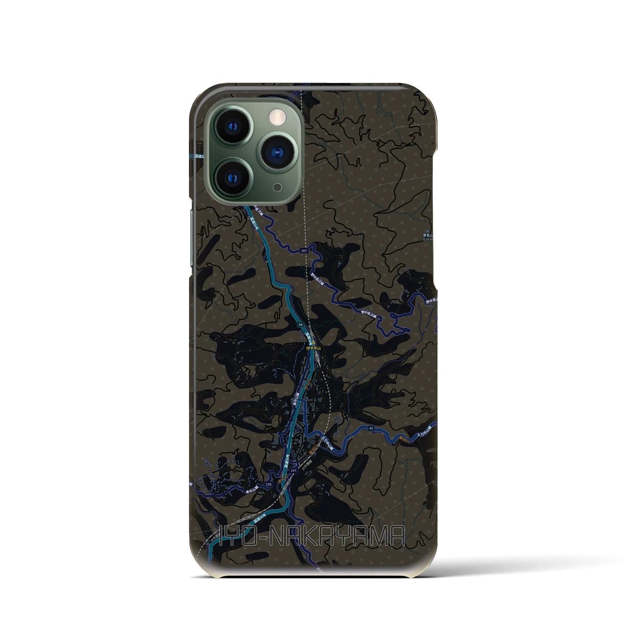 【伊予中山（愛媛県）】地図柄iPhoneケース（バックカバータイプ）
