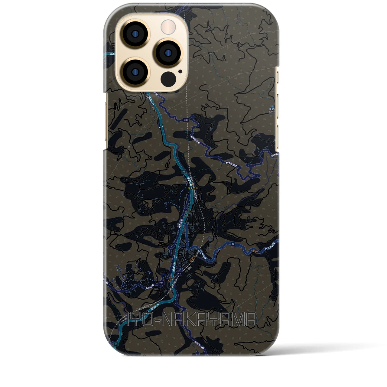 【伊予中山（愛媛県）】地図柄iPhoneケース（バックカバータイプ）