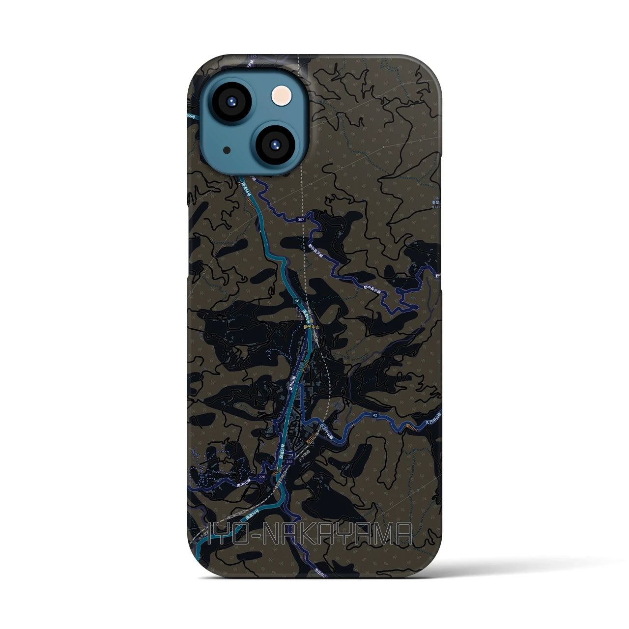 【伊予中山（愛媛県）】地図柄iPhoneケース（バックカバータイプ）