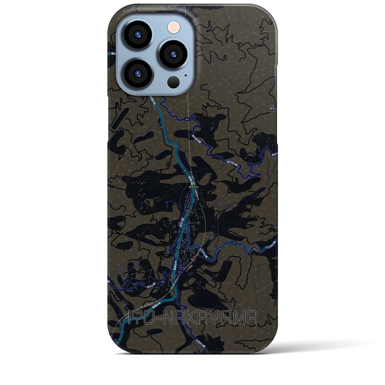 【伊予中山（愛媛県）】地図柄iPhoneケース（バックカバータイプ）