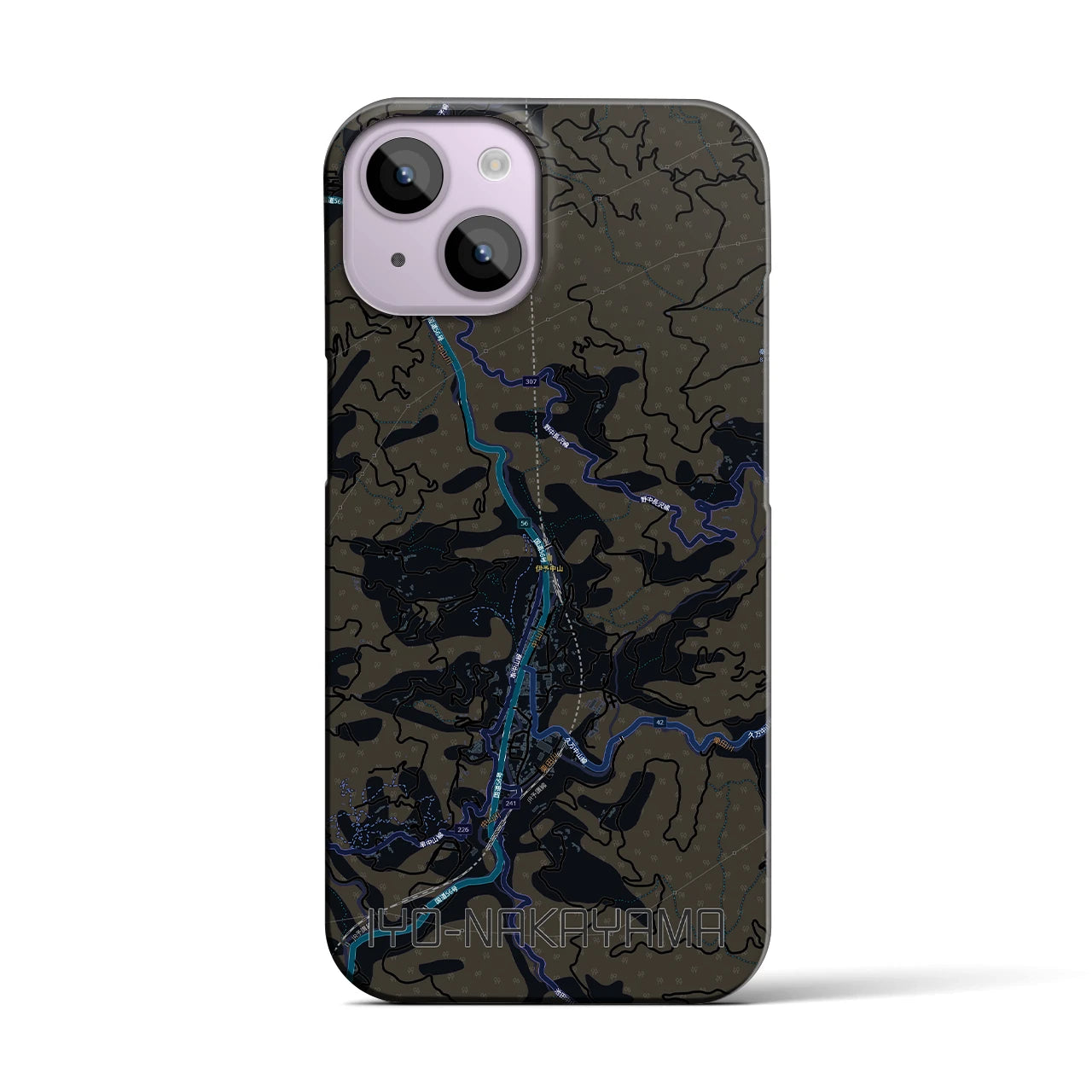 【伊予中山（愛媛県）】地図柄iPhoneケース（バックカバータイプ）
