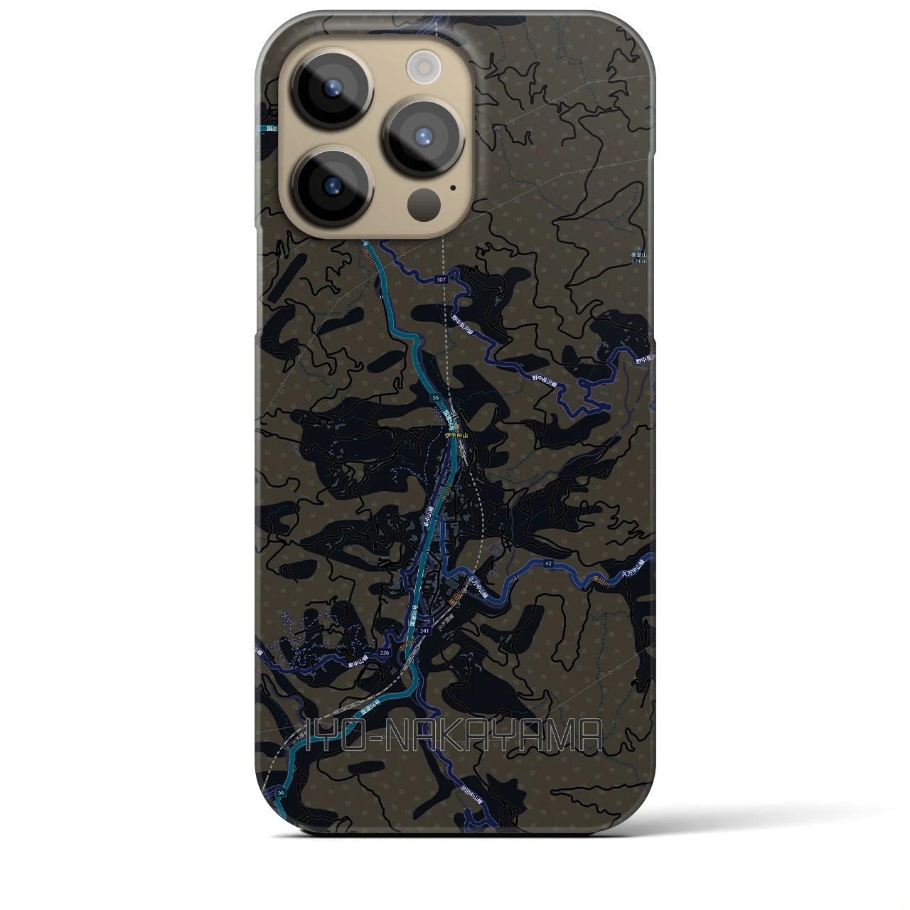 【伊予中山（愛媛県）】地図柄iPhoneケース（バックカバータイプ）
