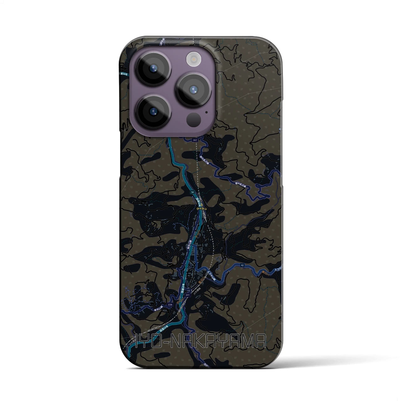 【伊予中山（愛媛県）】地図柄iPhoneケース（バックカバータイプ）