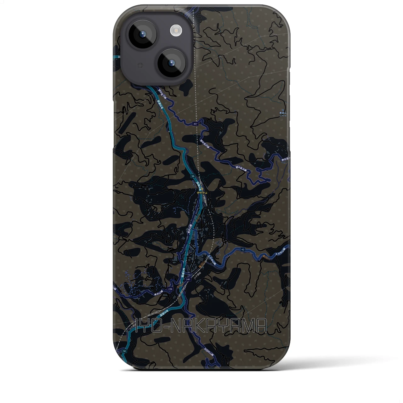 【伊予中山（愛媛県）】地図柄iPhoneケース（バックカバータイプ）