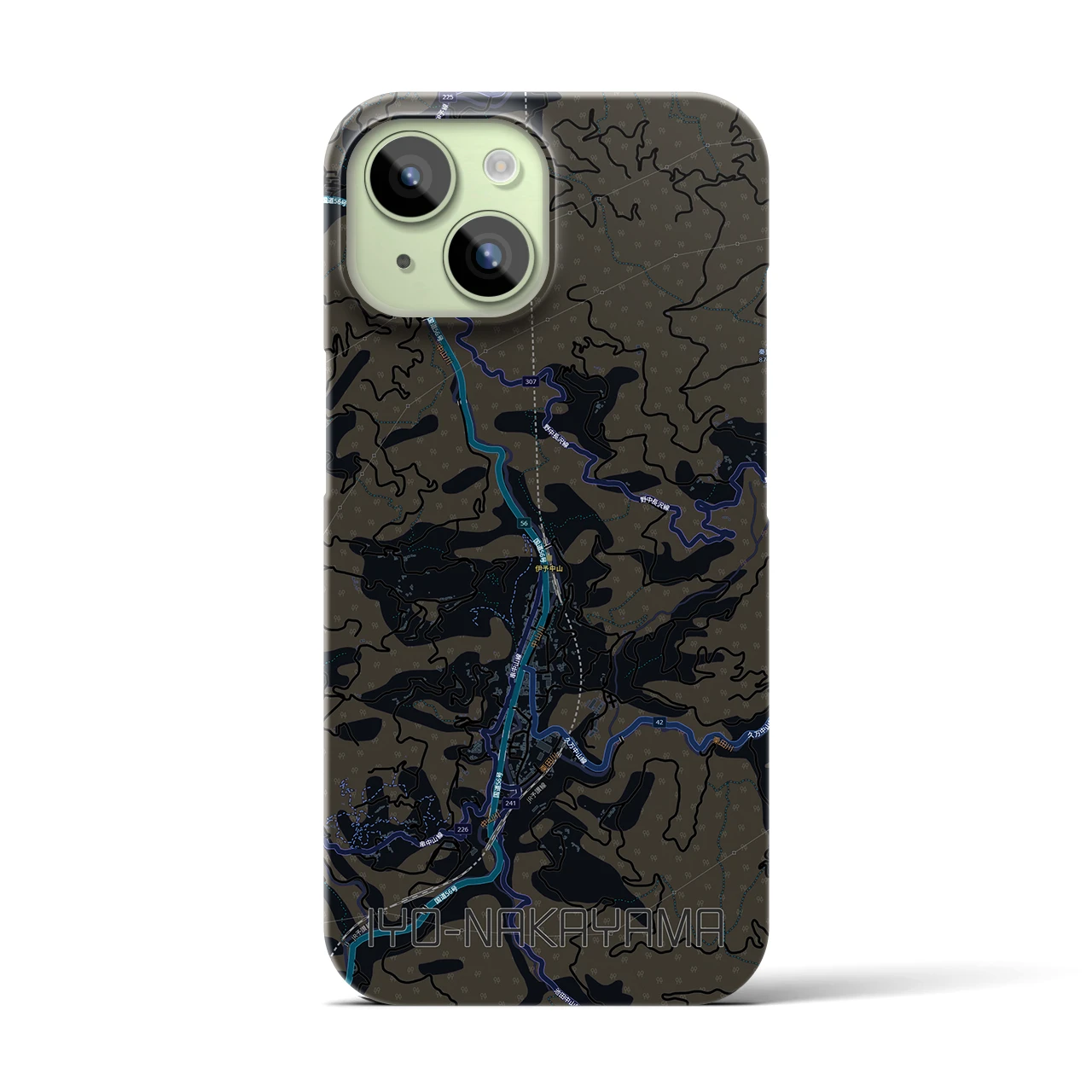 【伊予中山（愛媛県）】地図柄iPhoneケース（バックカバータイプ）