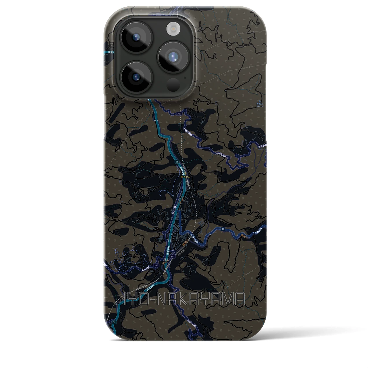 【伊予中山（愛媛県）】地図柄iPhoneケース（バックカバータイプ）