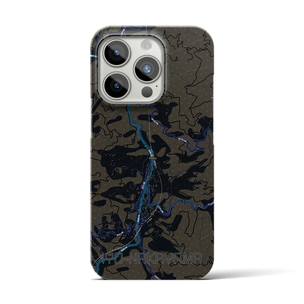 【伊予中山（愛媛県）】地図柄iPhoneケース（バックカバータイプ）