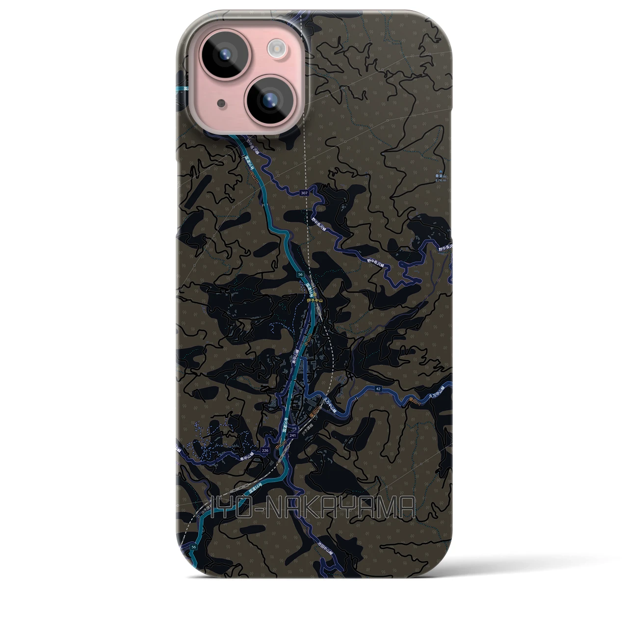 【伊予中山（愛媛県）】地図柄iPhoneケース（バックカバータイプ）