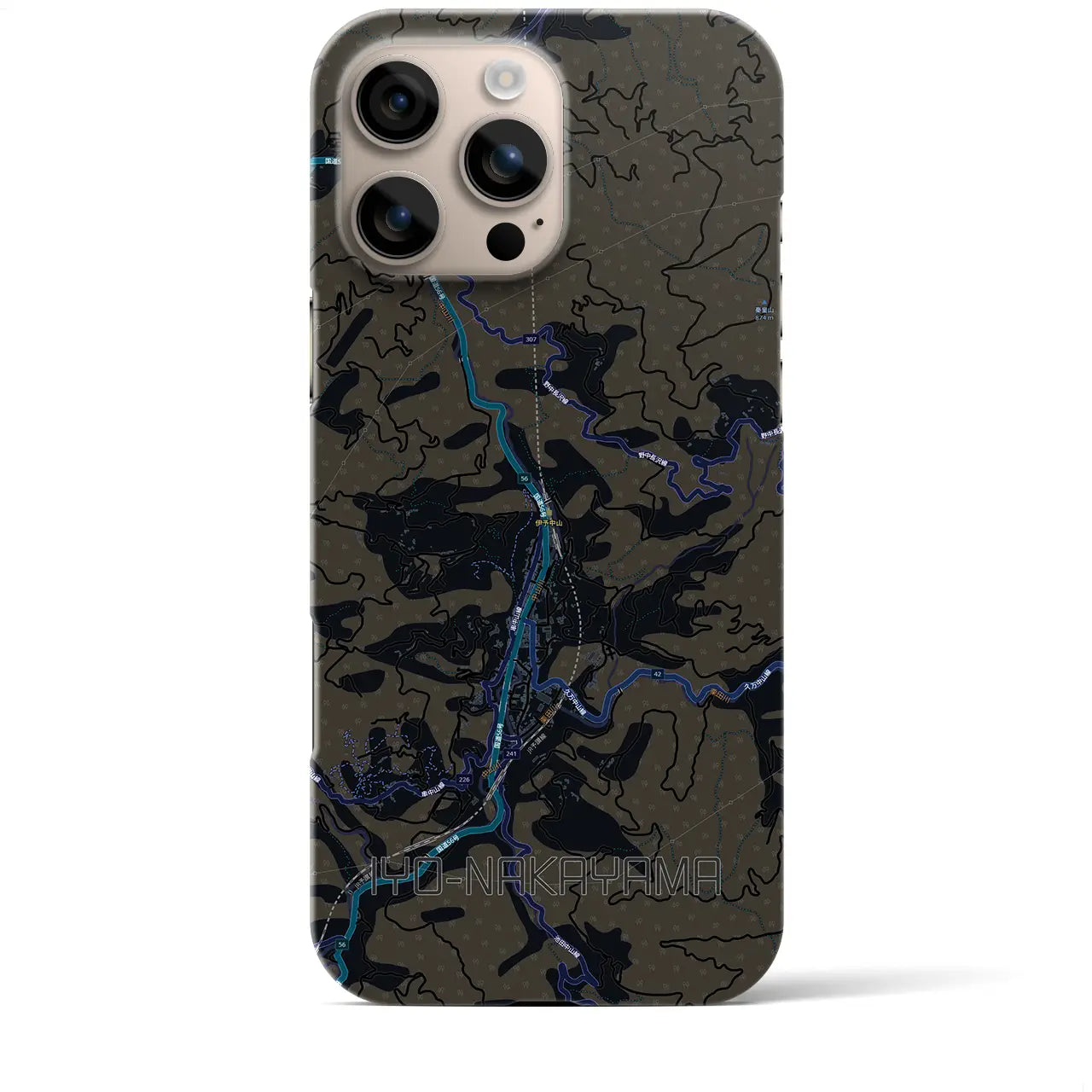 【伊予中山（愛媛県）】地図柄iPhoneケース（バックカバータイプ）