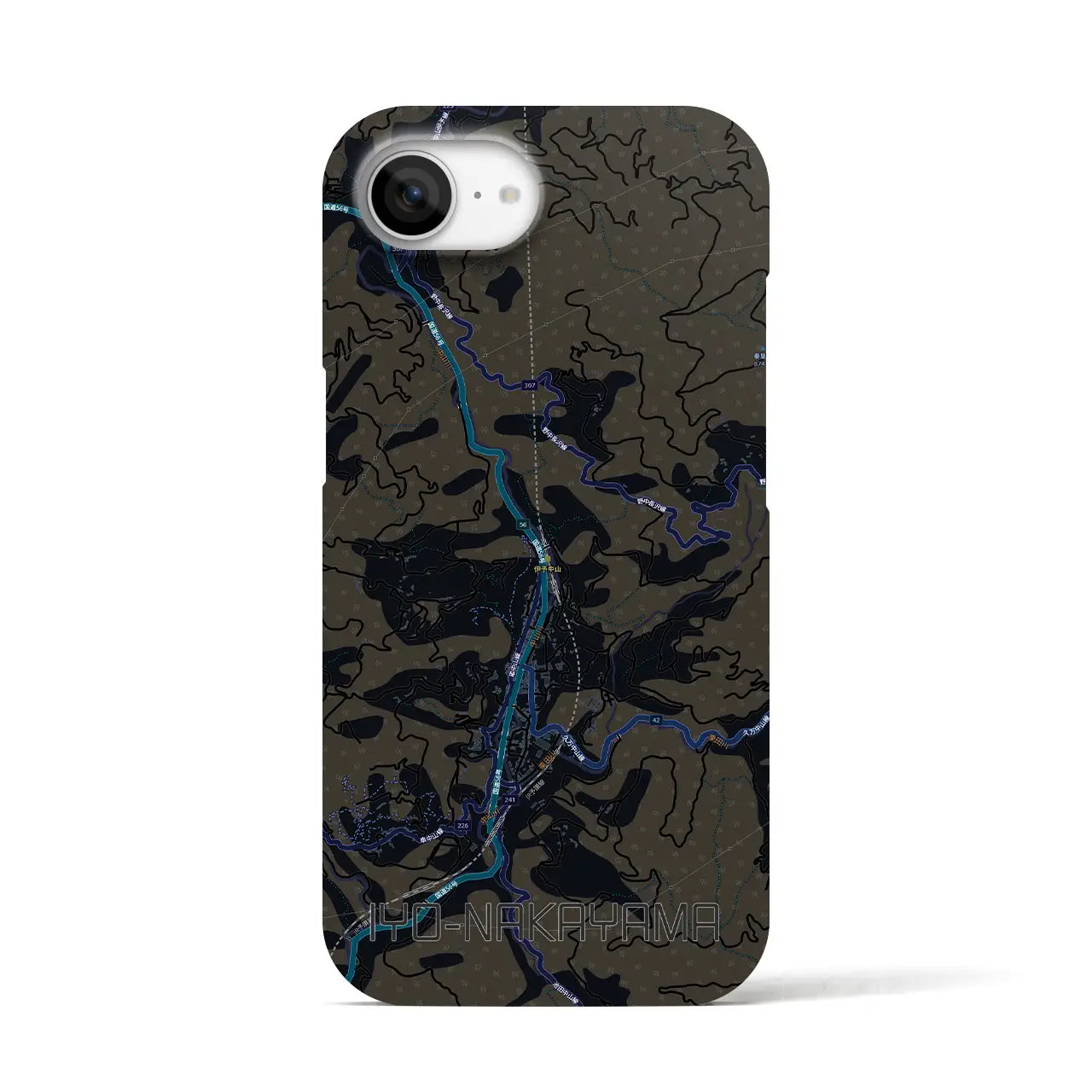 【伊予中山（愛媛県）】地図柄iPhoneケース（バックカバータイプ）