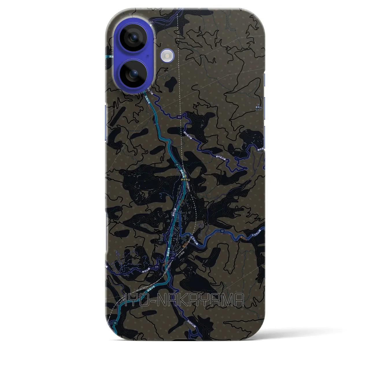 【伊予中山（愛媛県）】地図柄iPhoneケース（バックカバータイプ）