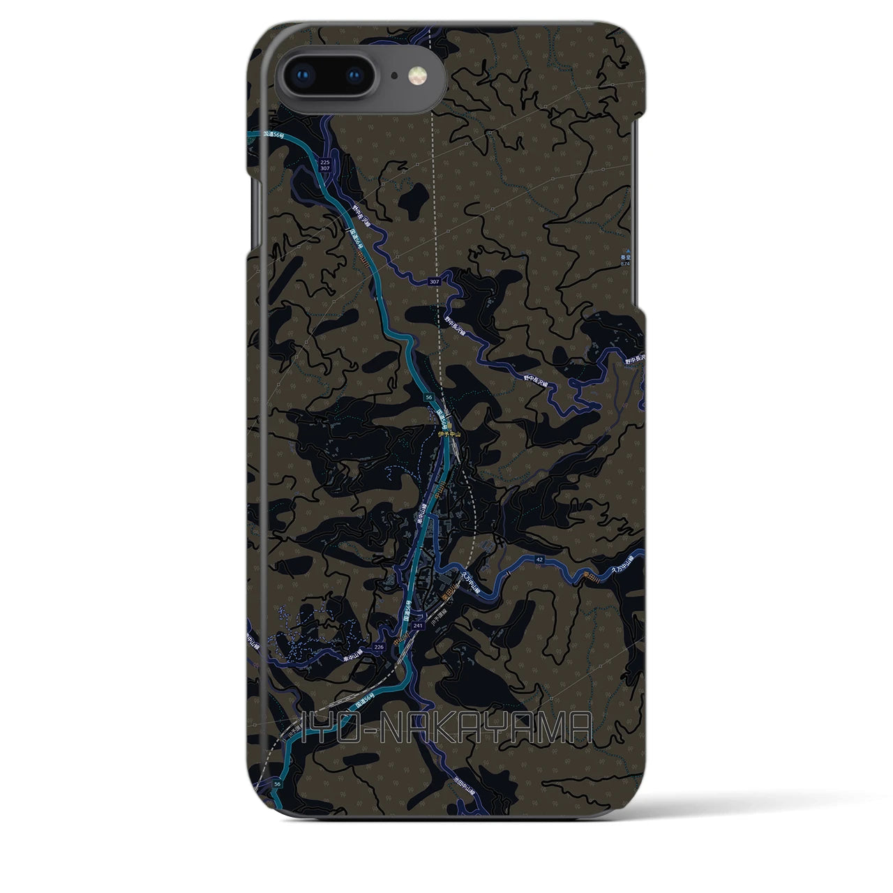 【伊予中山（愛媛県）】地図柄iPhoneケース（バックカバータイプ）