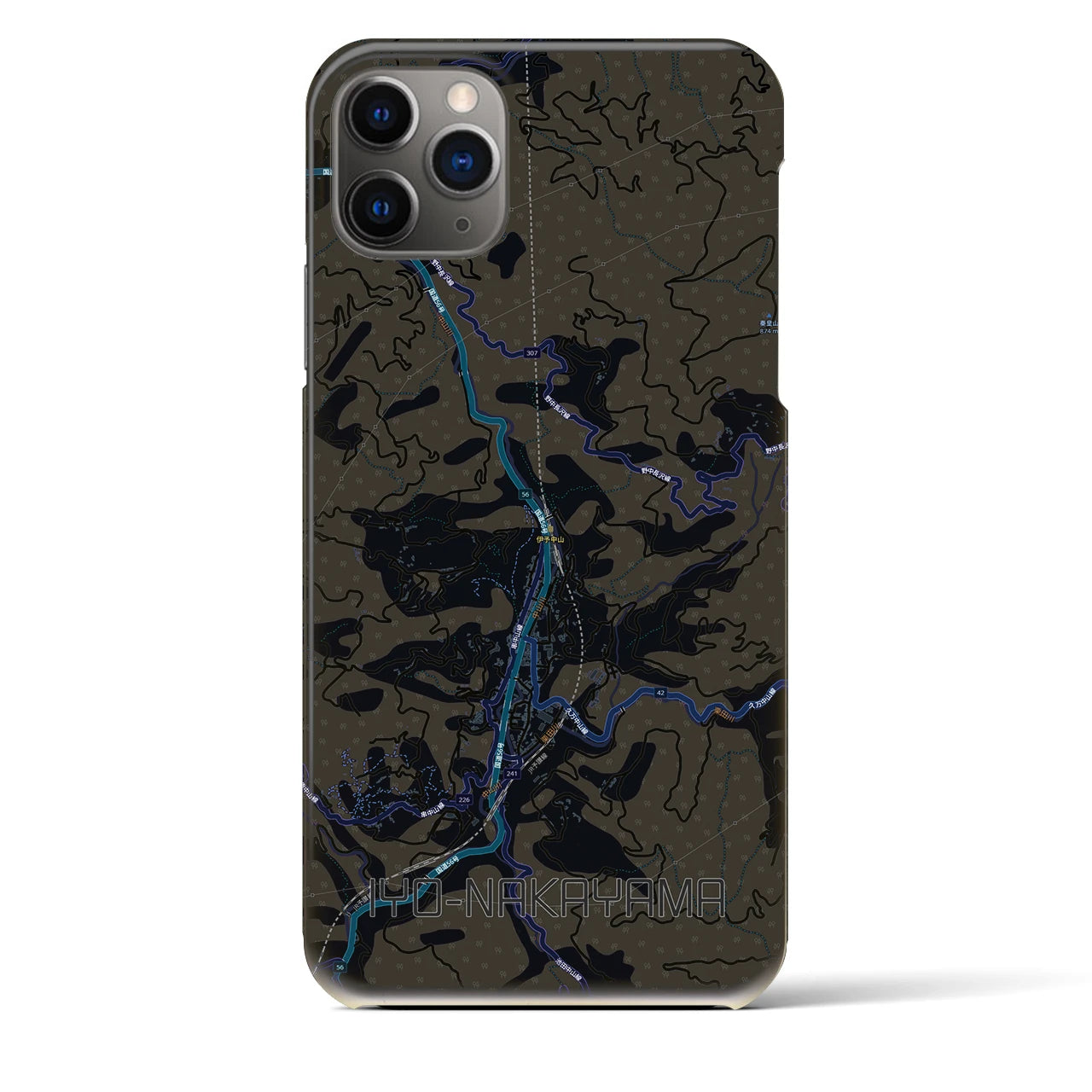 【伊予中山（愛媛県）】地図柄iPhoneケース（バックカバータイプ）