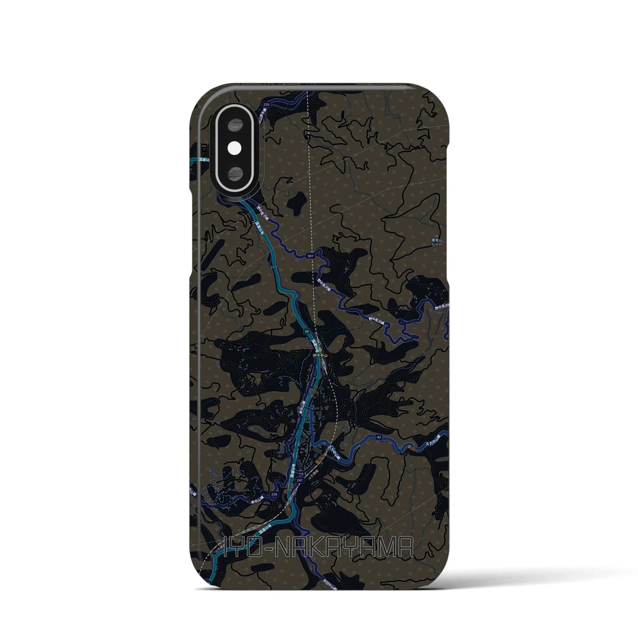 【伊予中山（愛媛県）】地図柄iPhoneケース（バックカバータイプ）
