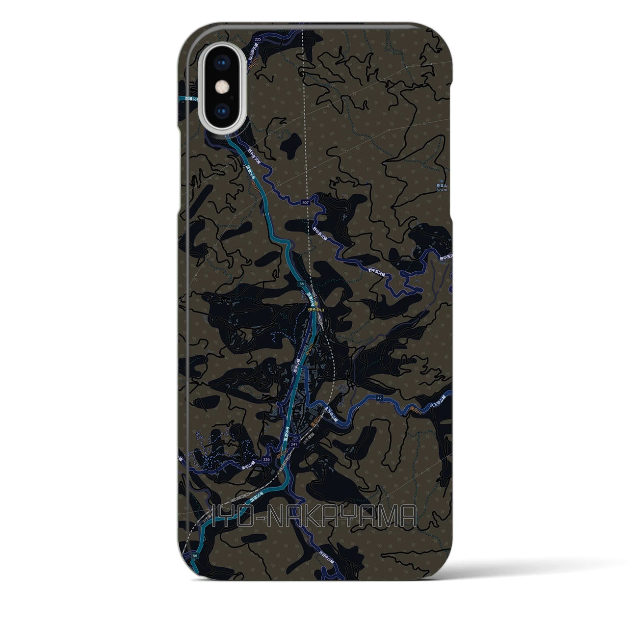 【伊予中山（愛媛県）】地図柄iPhoneケース（バックカバータイプ）