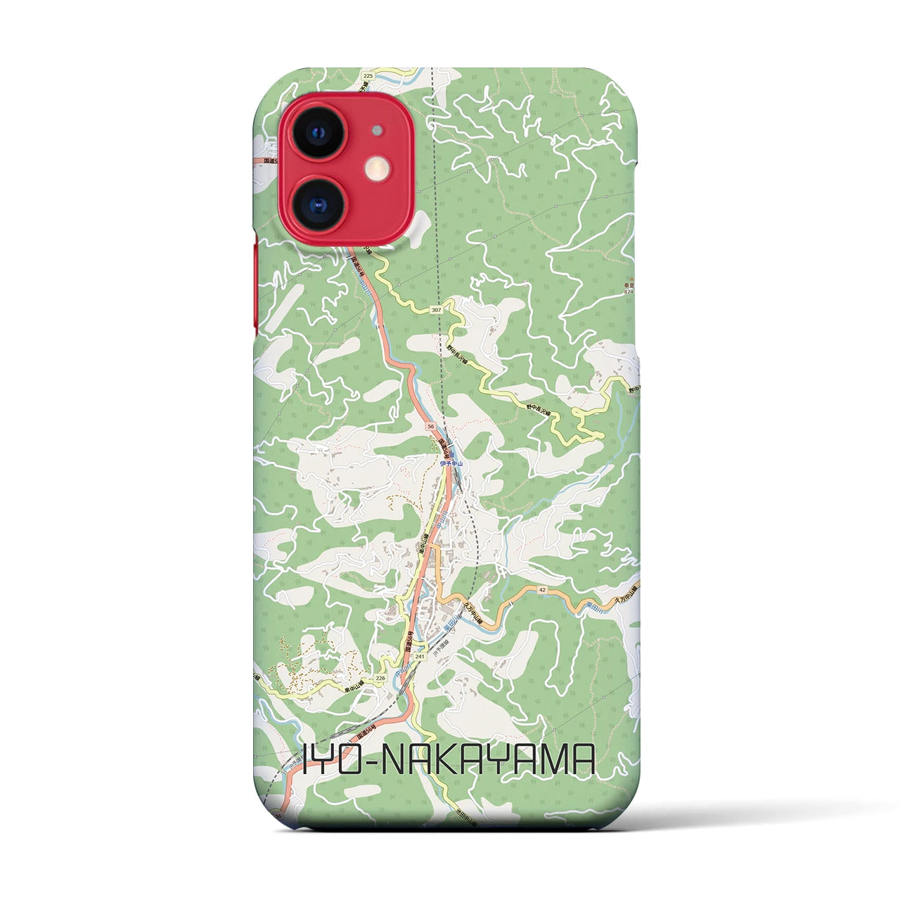 【伊予中山（愛媛県）】地図柄iPhoneケース（バックカバータイプ）