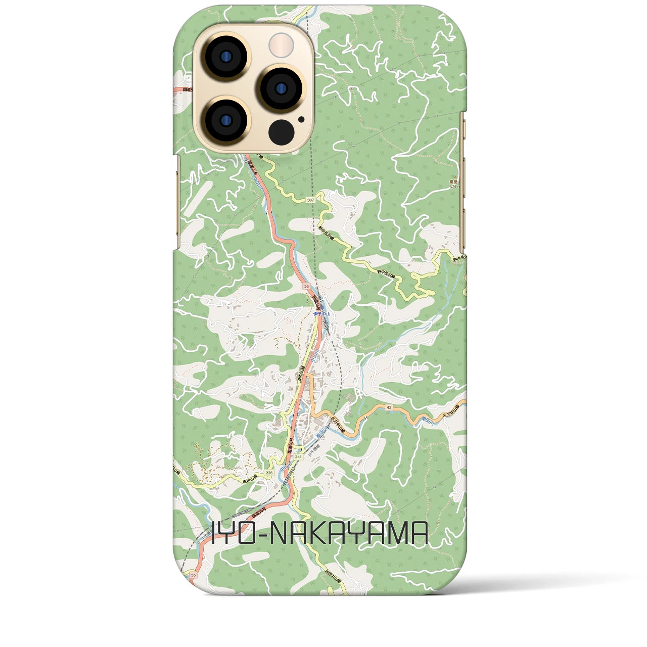 【伊予中山（愛媛県）】地図柄iPhoneケース（バックカバータイプ）