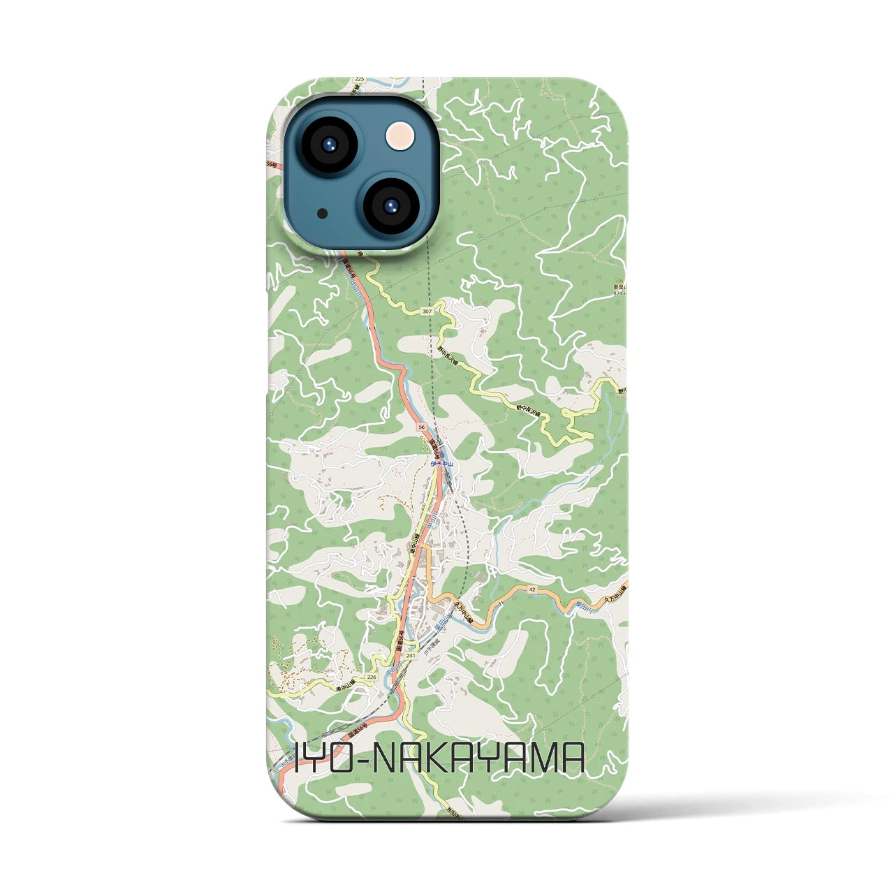 【伊予中山（愛媛県）】地図柄iPhoneケース（バックカバータイプ）