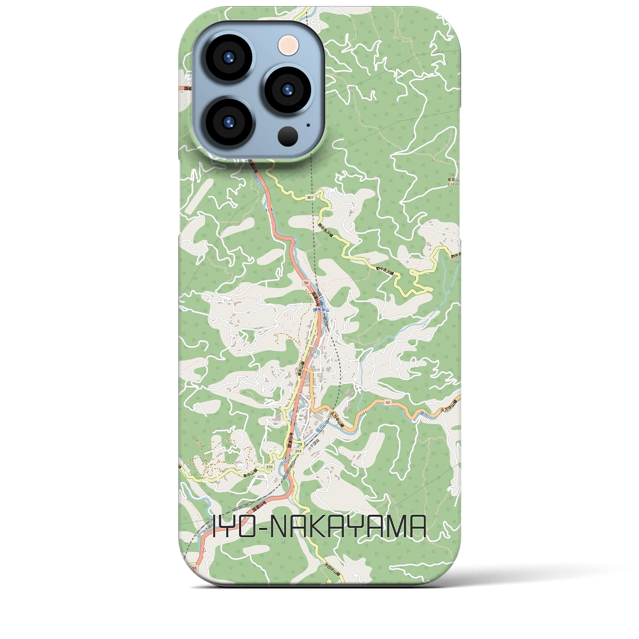 【伊予中山（愛媛県）】地図柄iPhoneケース（バックカバータイプ）