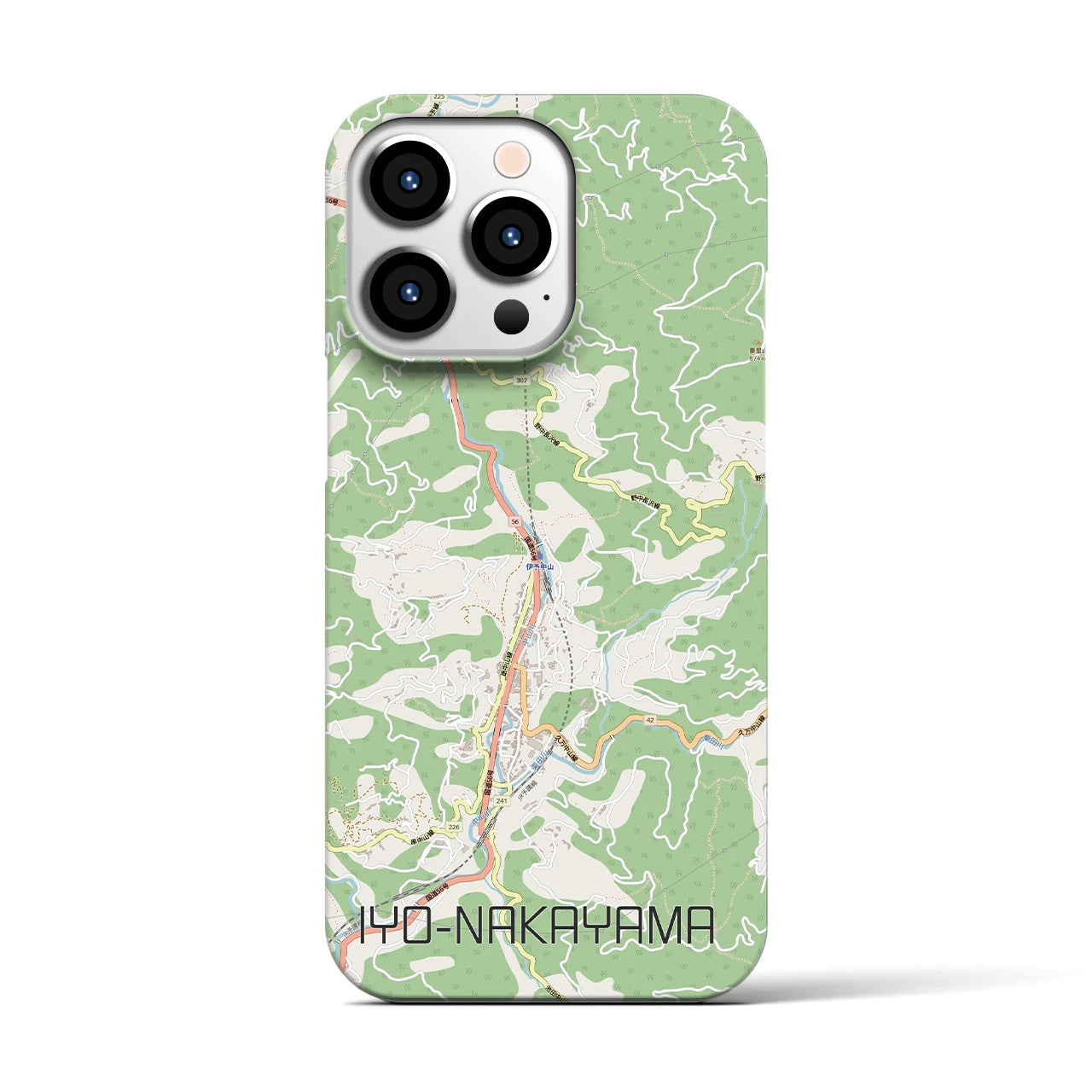 【伊予中山（愛媛県）】地図柄iPhoneケース（バックカバータイプ）