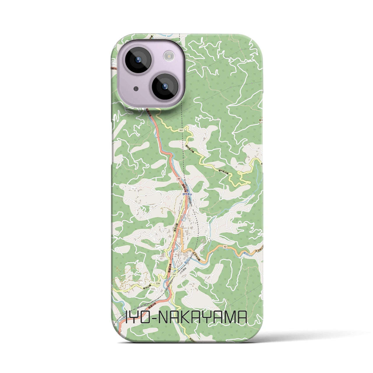 【伊予中山（愛媛県）】地図柄iPhoneケース（バックカバータイプ）