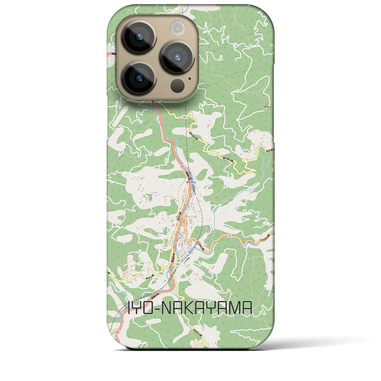 【伊予中山（愛媛県）】地図柄iPhoneケース（バックカバータイプ）