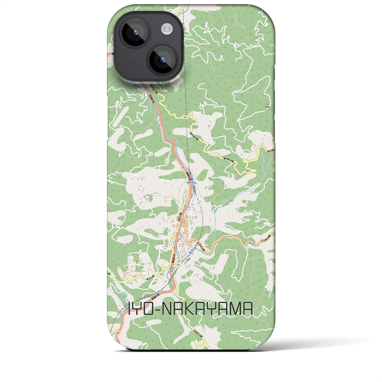 【伊予中山（愛媛県）】地図柄iPhoneケース（バックカバータイプ）