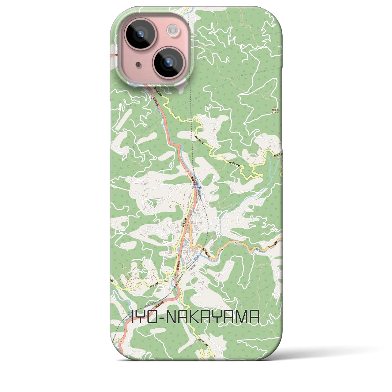 【伊予中山（愛媛県）】地図柄iPhoneケース（バックカバータイプ）