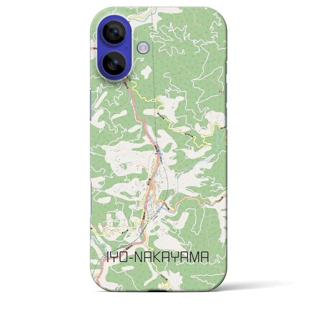 【伊予中山（愛媛県）】地図柄iPhoneケース（バックカバータイプ）ブラック・iPhone 16 Pro Max 用