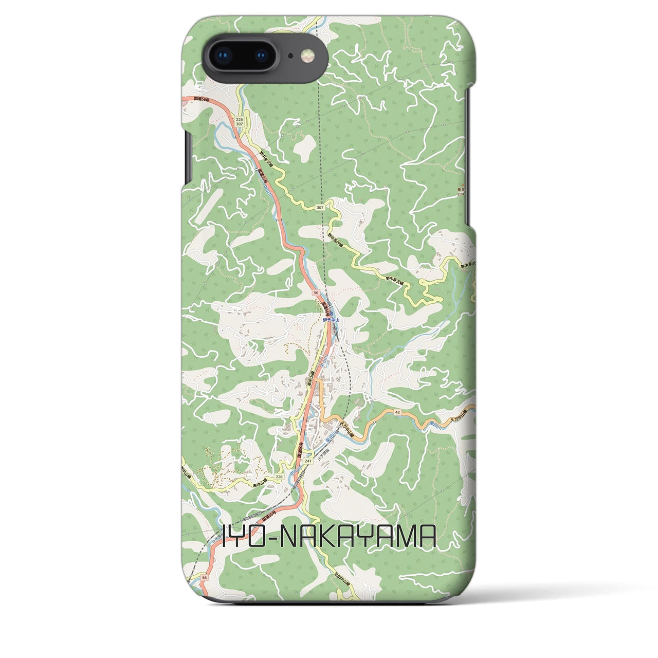 【伊予中山（愛媛県）】地図柄iPhoneケース（バックカバータイプ）