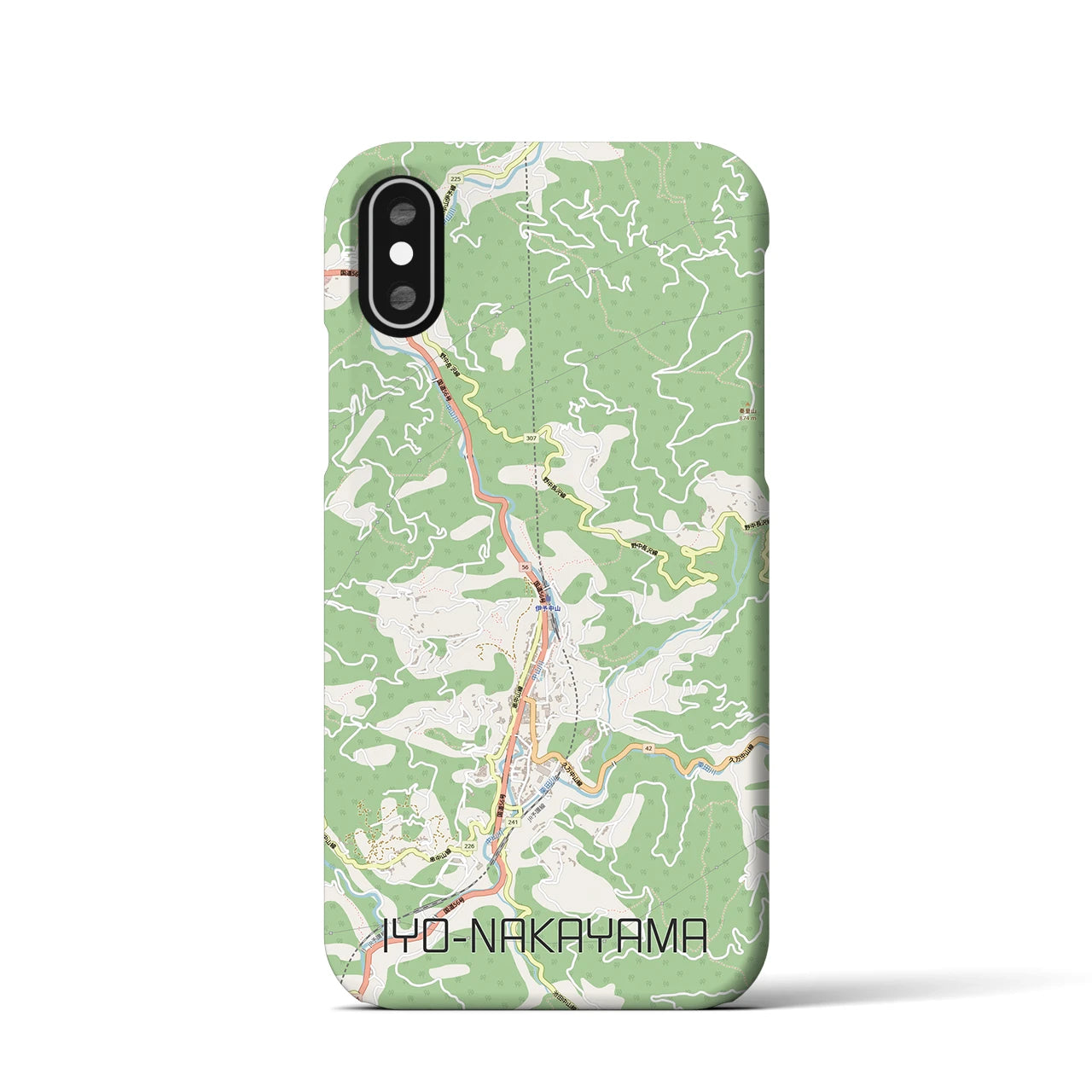 【伊予中山（愛媛県）】地図柄iPhoneケース（バックカバータイプ）