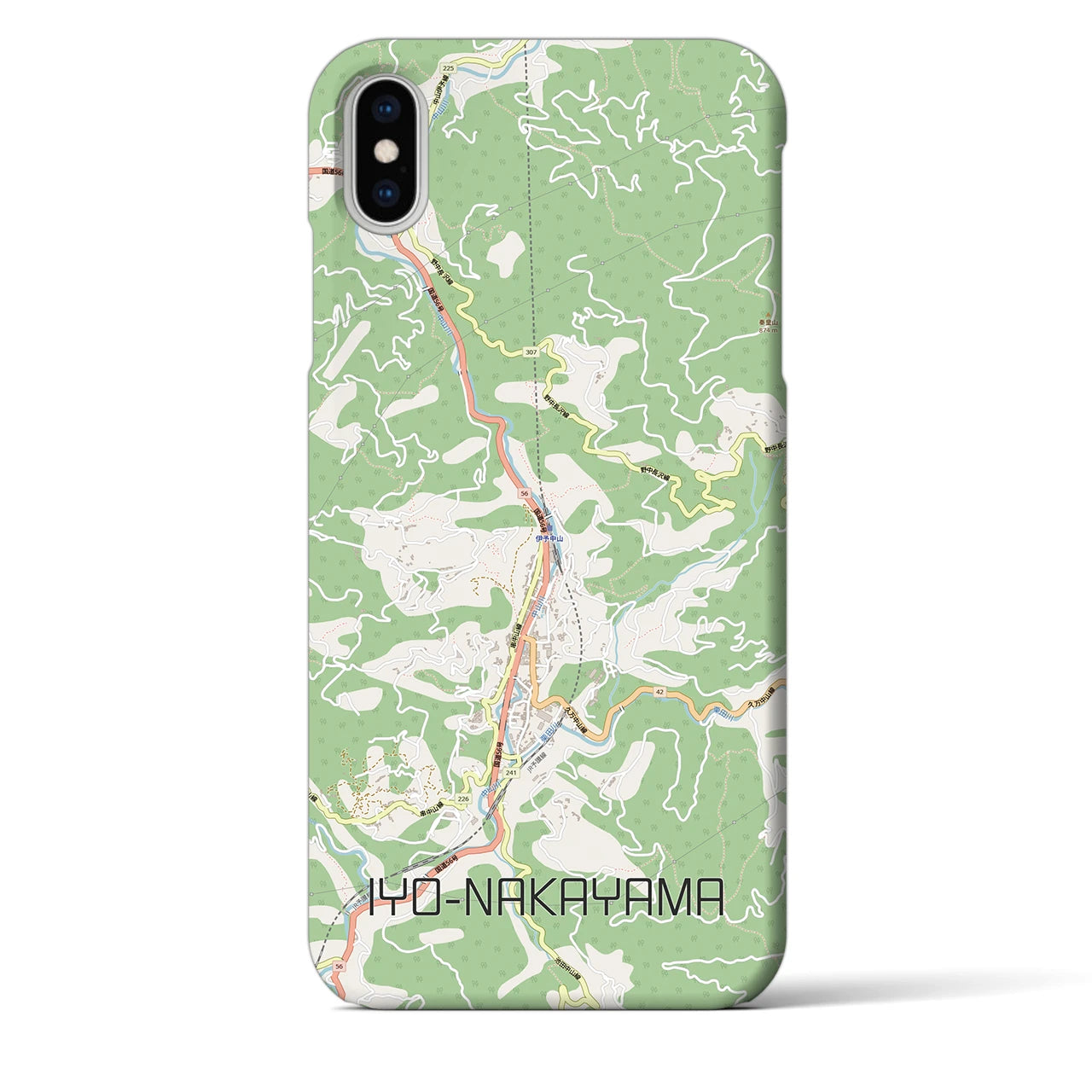 【伊予中山（愛媛県）】地図柄iPhoneケース（バックカバータイプ）