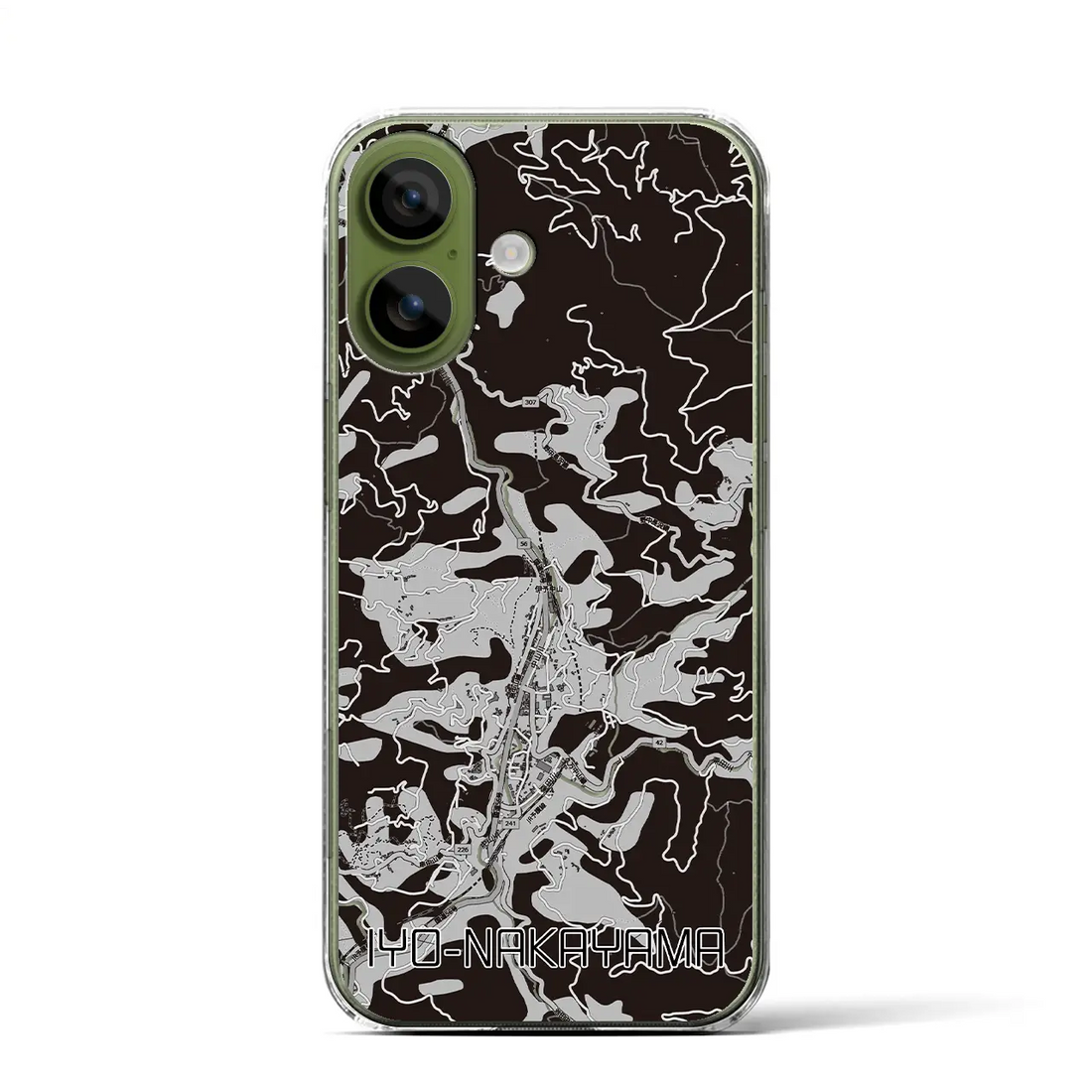 【伊予中山（愛媛県）】地図柄iPhoneケース（クリアタイプ）モノトーン・iPhone 17 Pro Max 用