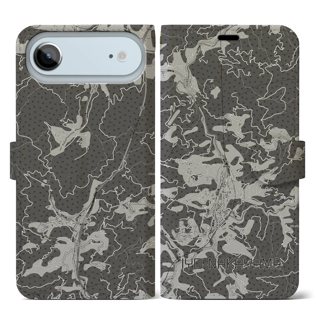 【伊予中山（愛媛県）】地図柄iPhoneケース（手帳タイプ）