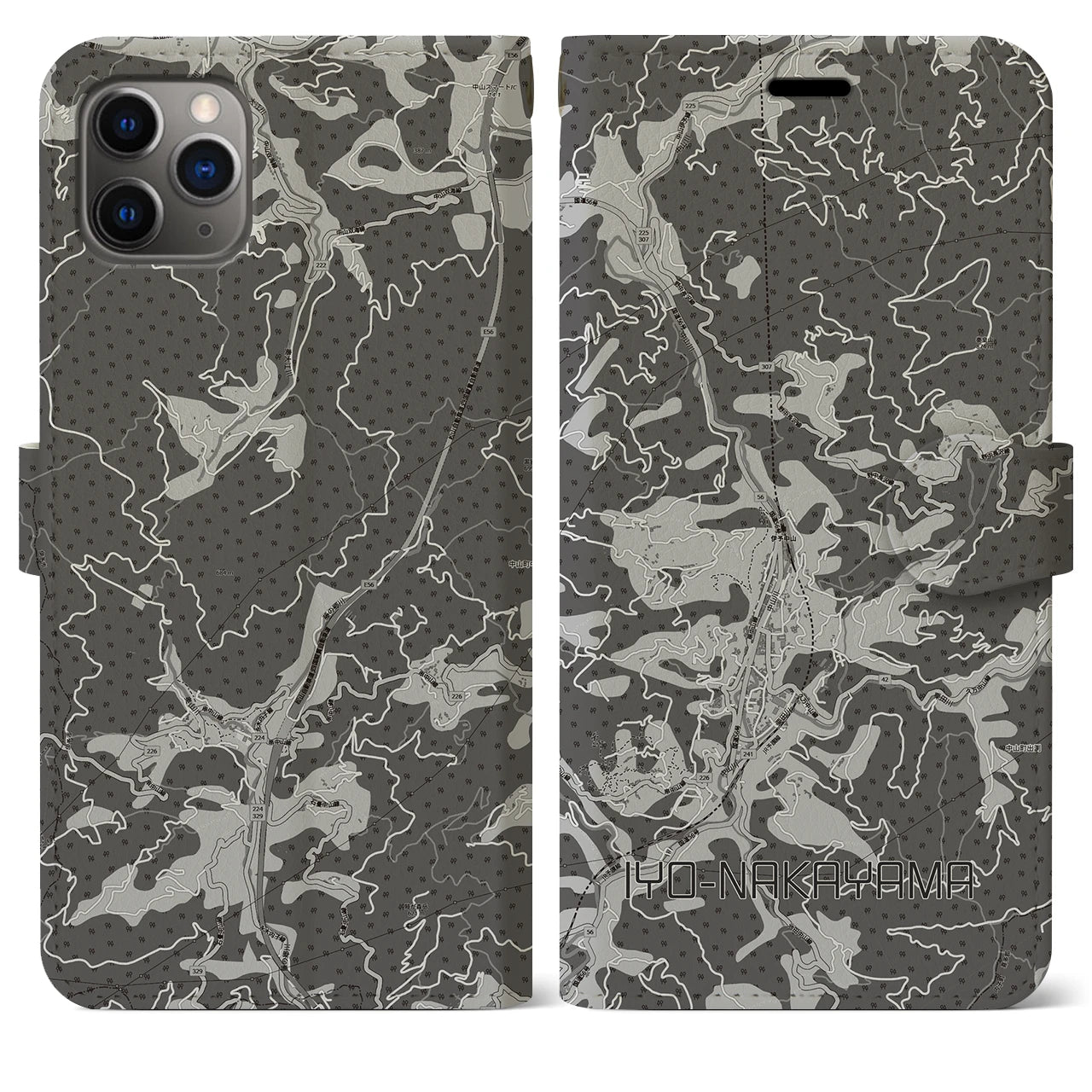 【伊予中山（愛媛県）】地図柄iPhoneケース（手帳タイプ）